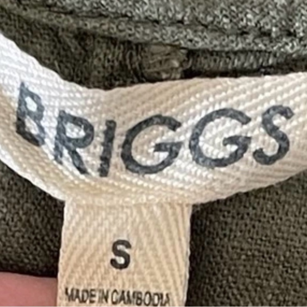 Briggs New York Linen Blend Sleeveless Shift Dress Green Ruffle Neck Size‎ Small - Picture 9 of 11